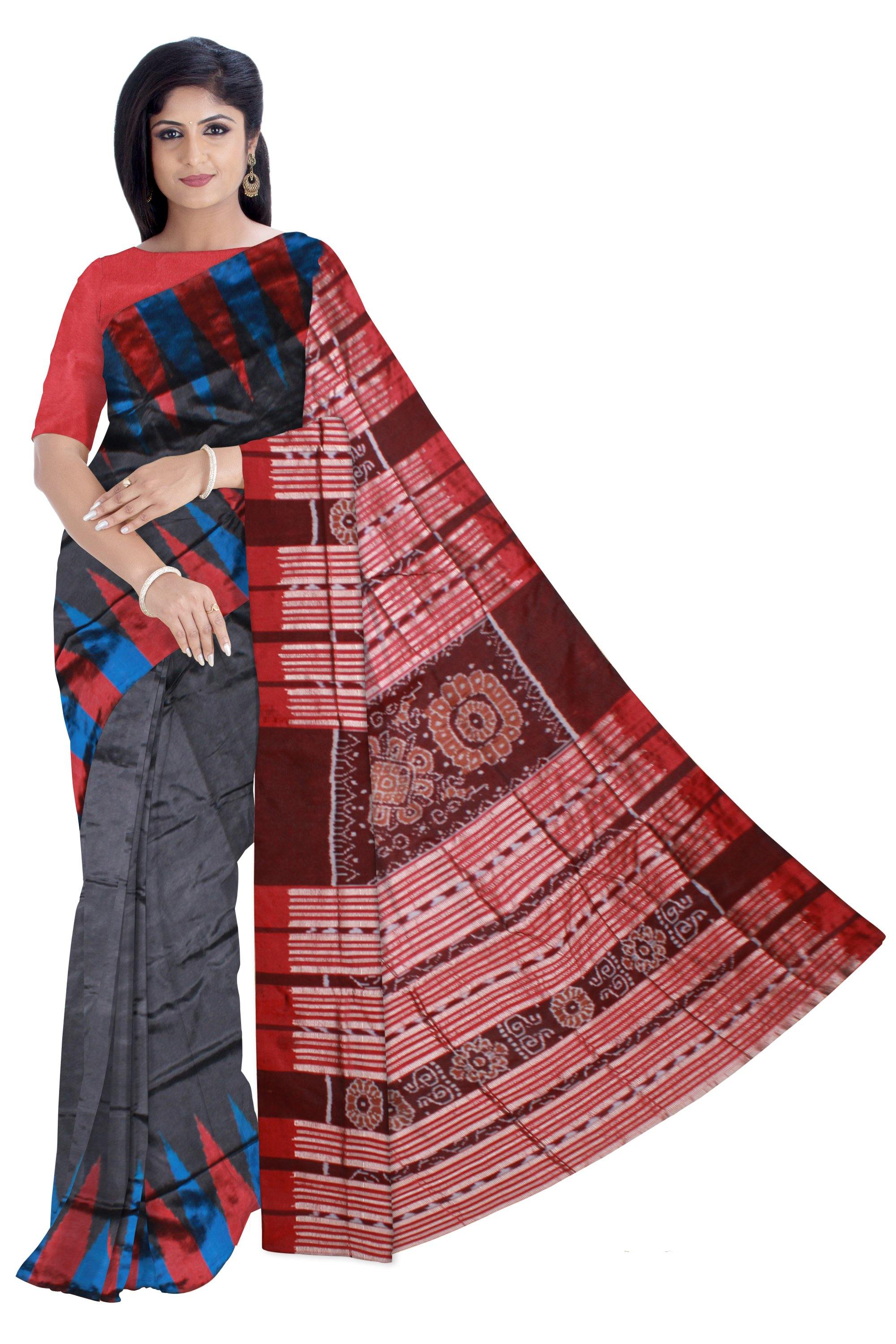 Kargil Pata Saree in Black Color - Koshali Arts & Crafts Enterprise