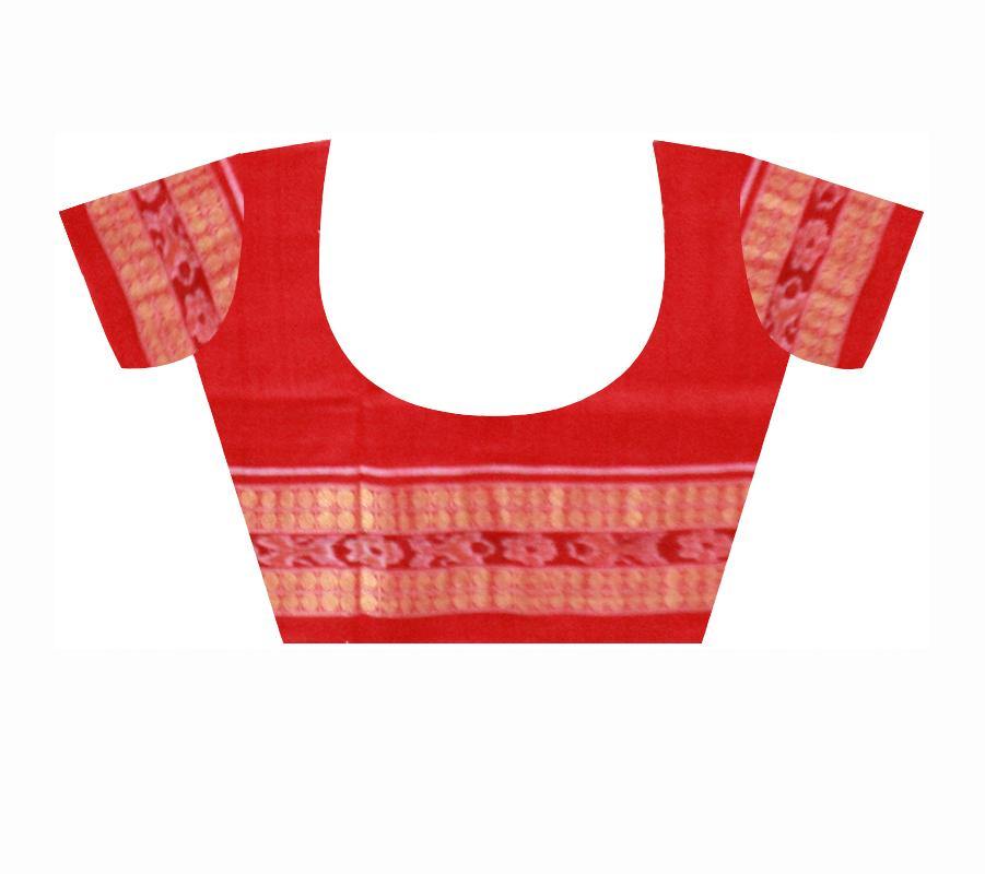 A Very Beautiful  Sambalpuri Bandha pattern saree in Anchi (Dark Brown) Colour with Pata Boarder and blouse piece in Maroon - Koshali Arts & Crafts Enterprise