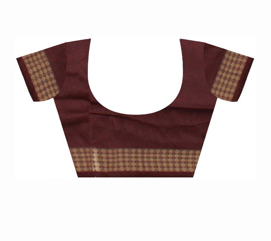 Latest design Pata saree in Pink and Brown color & Flower Bomkei with blouse Piece - Koshali Arts & Crafts Enterprise