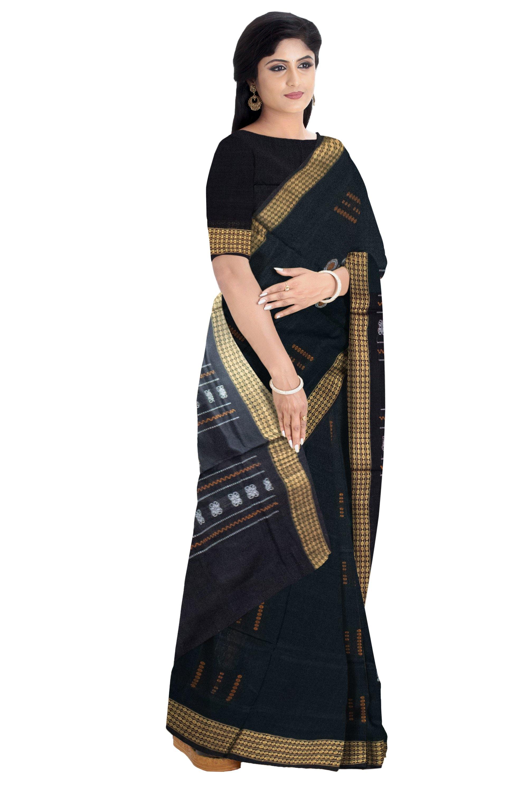 Sambalpuri Green color Bomkei pattern cotton saree. With blouse piece. - Koshali Arts & Crafts Enterprise
