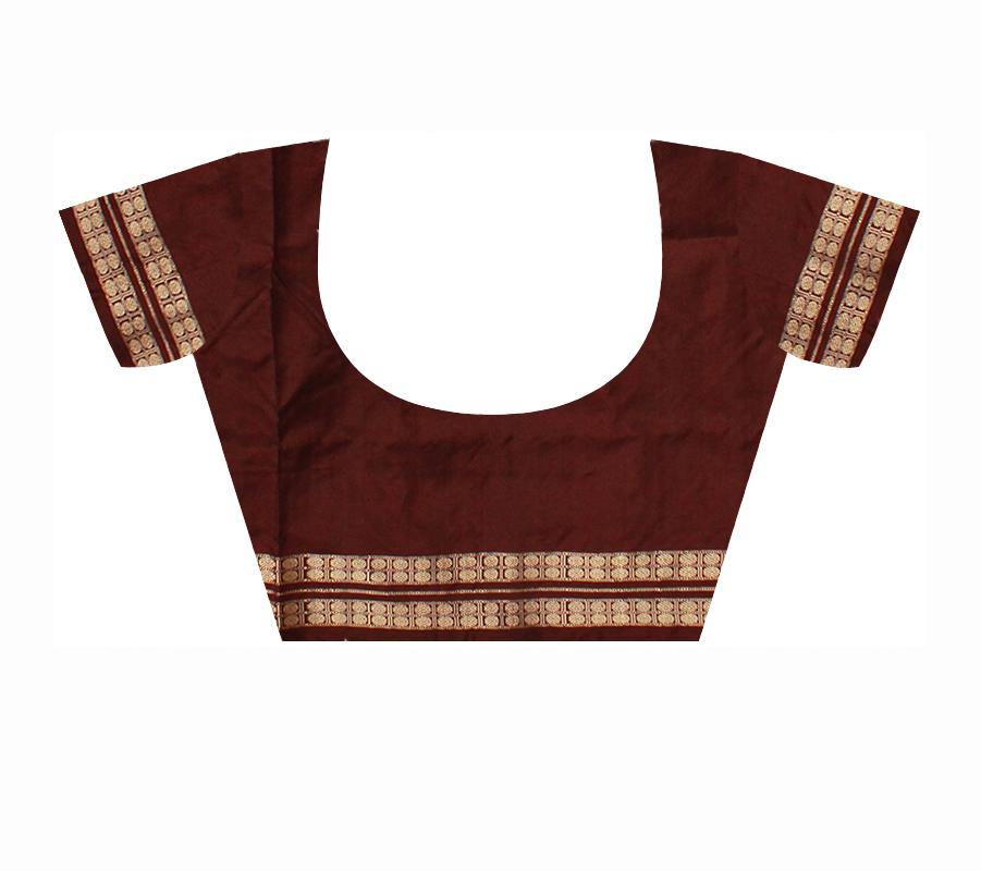 Red And Brown mix Patli Pata saree, With blouse piece. - Koshali Arts & Crafts Enterprise