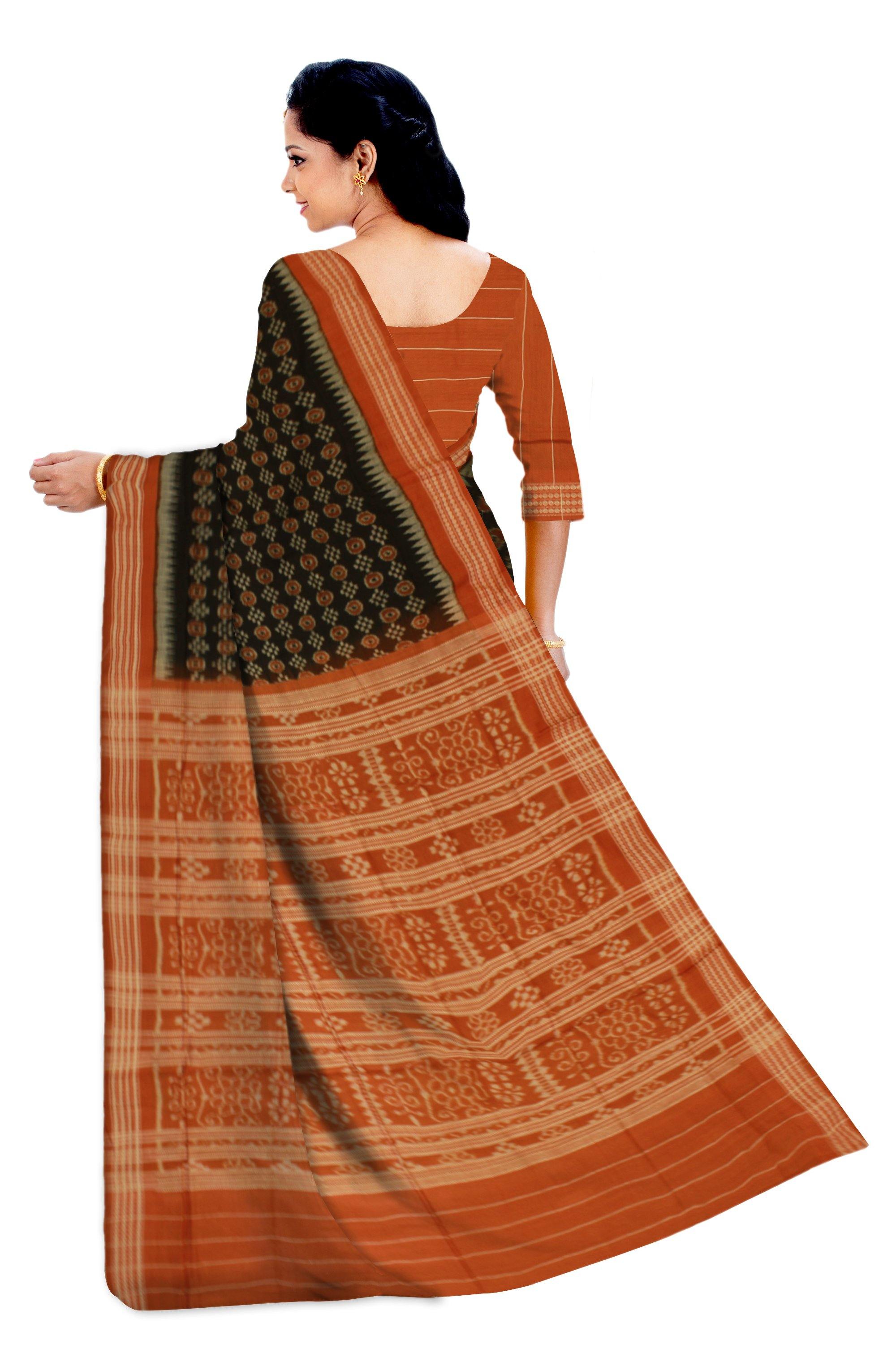 Sambalpuri IKAT Sare with Sapta and Flower print with out blouse piece - Koshali Arts & Crafts Enterprise