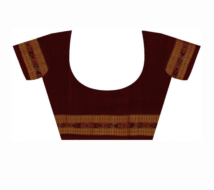 Sambalpuri traditional Bomkei saree in green and black color in body and maroon in pallu with chakra patten with blouse piece - Koshali Arts & Crafts Enterprise