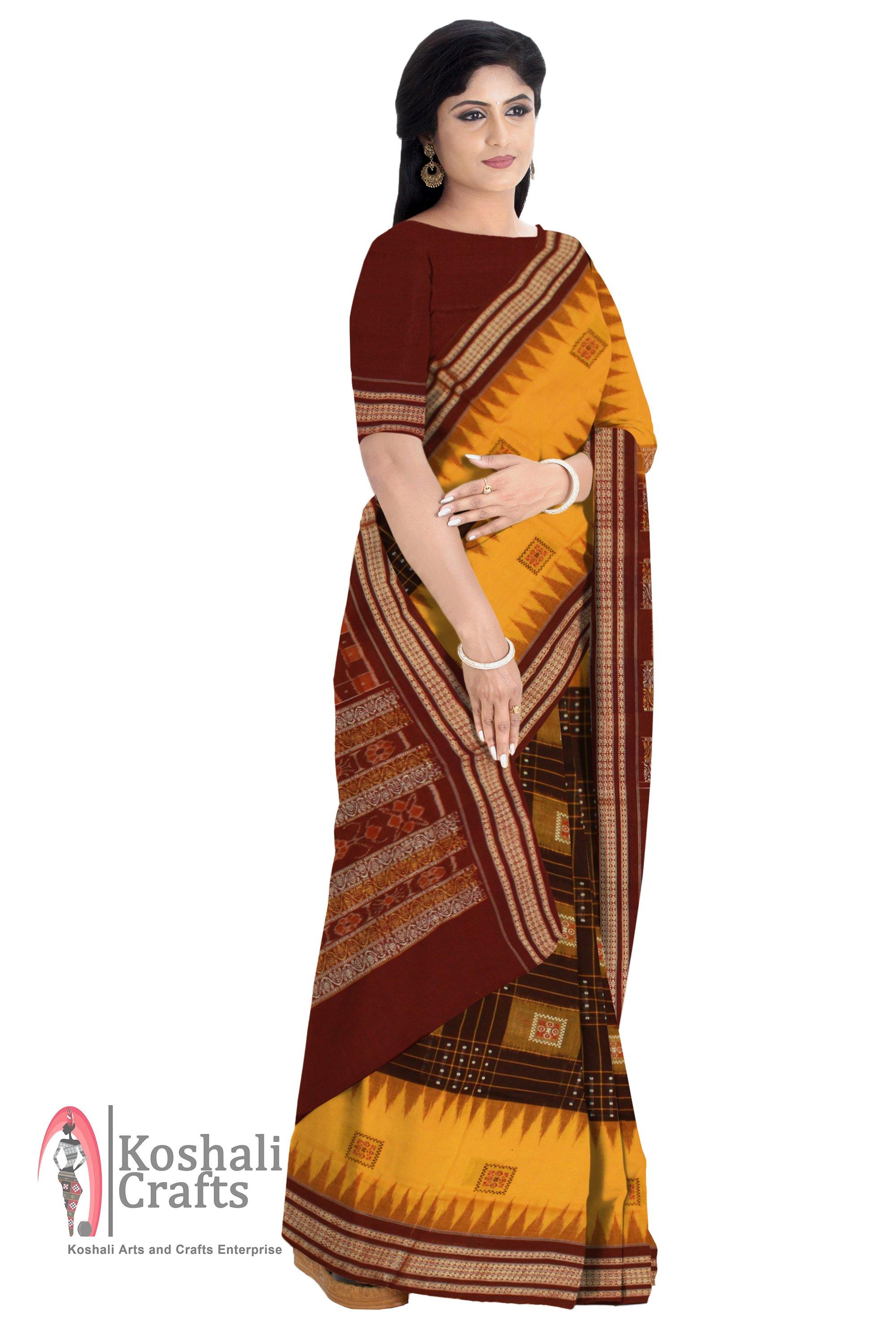 Exclusive Sambalpuri Barpali Saree in Bomkei Pattern (with Blouse Piece) - Koshali Arts & Crafts Enterprise